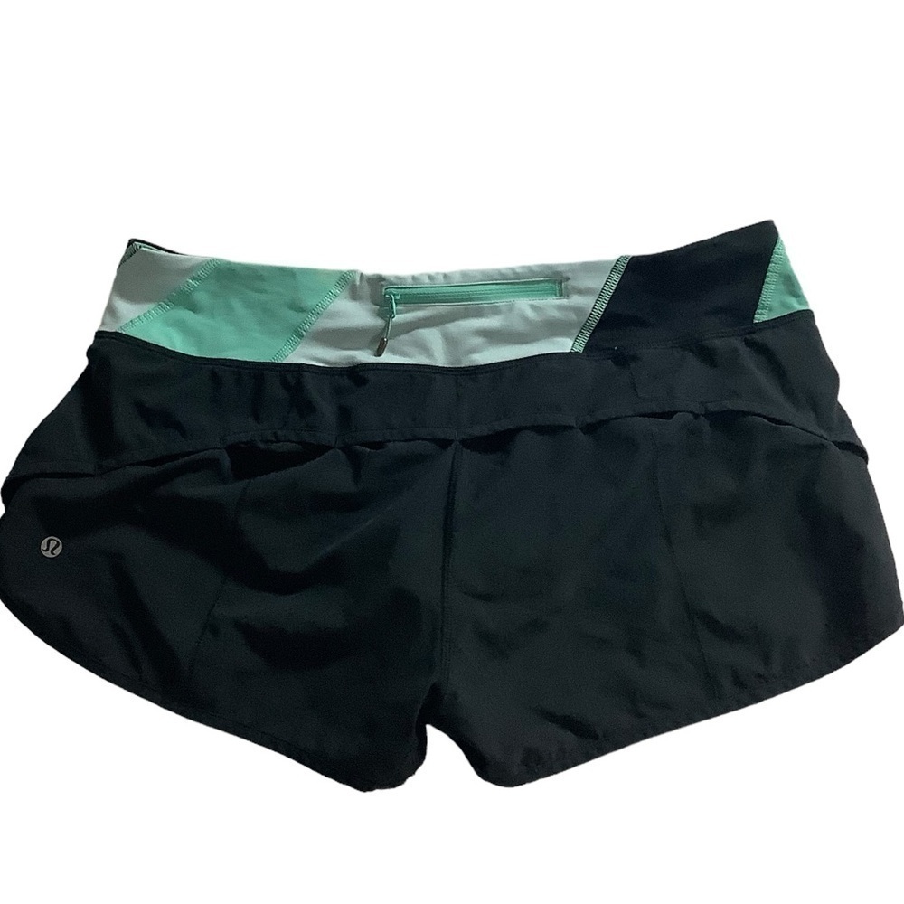 Lululemon Women’s Athletic Shorts Size 10 Black / Mint Green - Picture 2 of 8